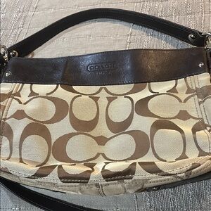 Coach Brown and Tan Signature Shoulder Bag early 2000s